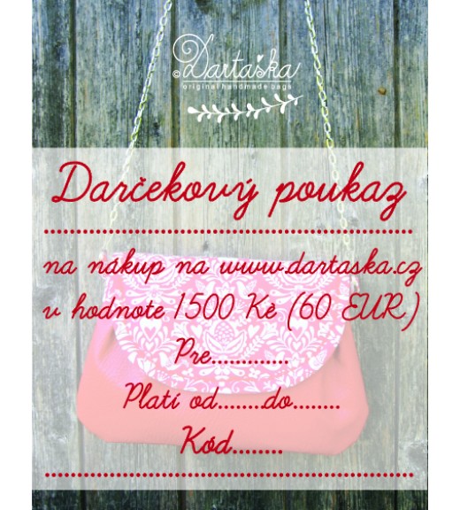 Darčekový poukaz v hodnote 1500 Kč/60 E